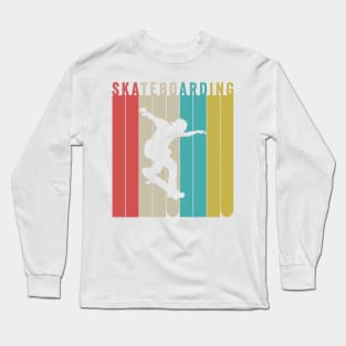 Skateboarding Silhouette Retro Vintage Style Long Sleeve T-Shirt